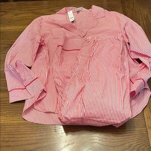 J Crew Red and White Striped Pajamas, size medium, NWT
